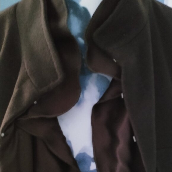 Strenesse Chocolate Brown Wool-Cashmere Jacket with Silk Ruffle - Picture 3 of 16